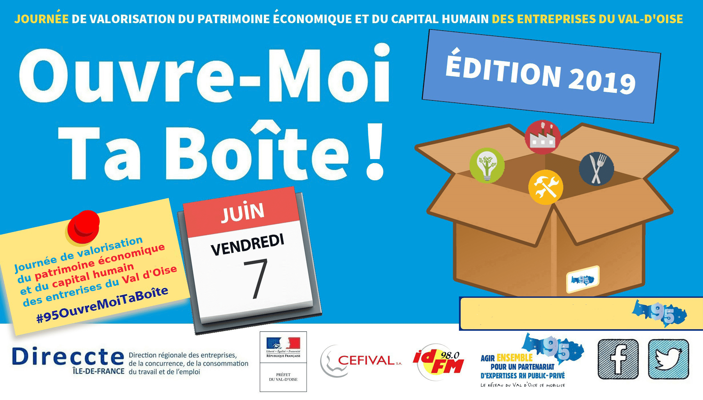 Journée de valorisation du patrimoine économique et du capital humain des entreprises du Val d'Oise. Ouvre-moi ta boîte ! Vendredi 7 juin. #95OuvreMoiTaBoite