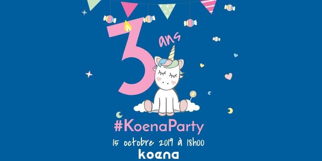 3 ans #KoenaParty, 1er octobre 2019 à 18h00, logo Koena