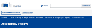 capture d'écran du site de la commission européenne avec le titre en anglais "Accessibility Overlays"